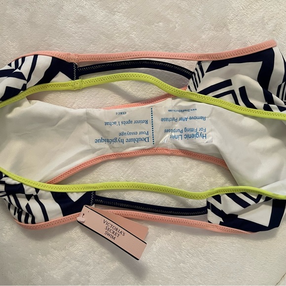 Victoria’s Secret The Strappy Cheeky Bikini Bottom Sz Med Ink Blot Blue White - Picture 6 of 8